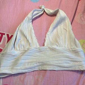 White halter crop top